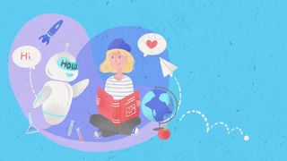 可爱女孩与机器人对话