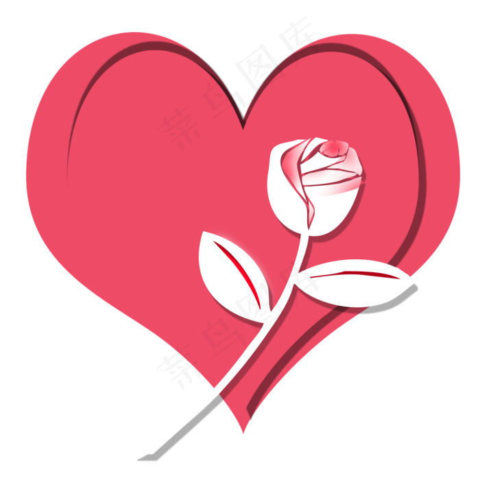 剪纸风心形玫瑰