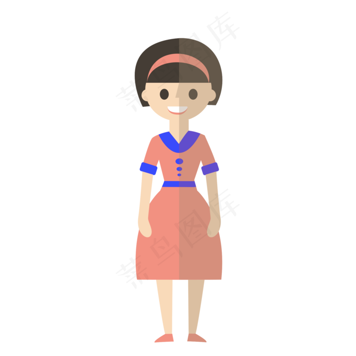 儿童节扁平化连衣裙女孩(2000X2000(DPI:300))psd模版下载