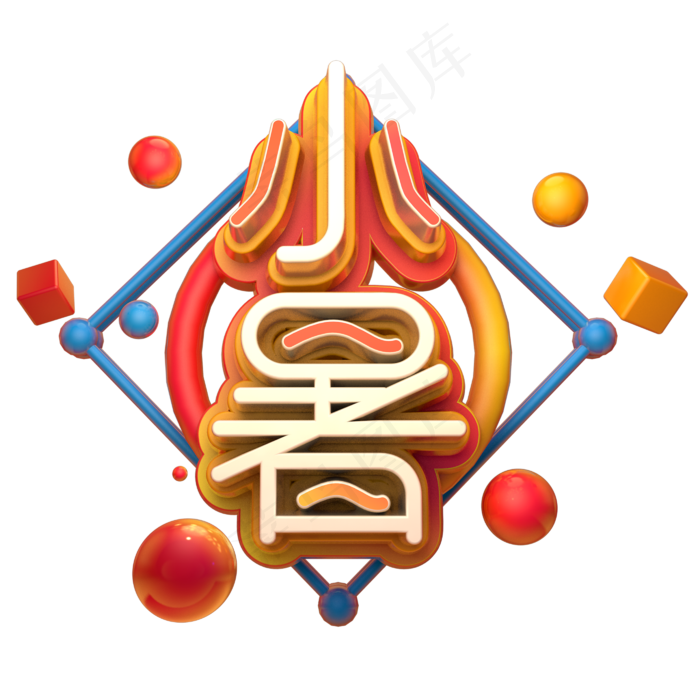 二十四节气中国风小暑艺术字(2800X2800(DPI:150))psd模版下载