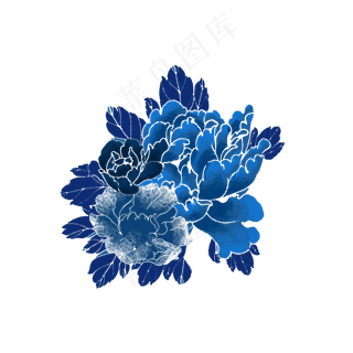 青花瓷三朵花渐变色