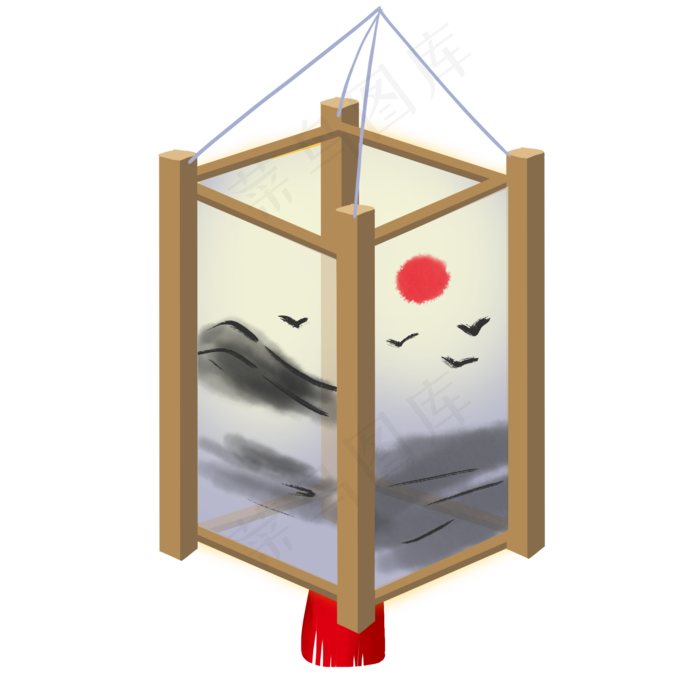 中国风水墨灯笼(2000X2000(DPI:300))psd模版下载