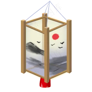 中国风水墨灯笼