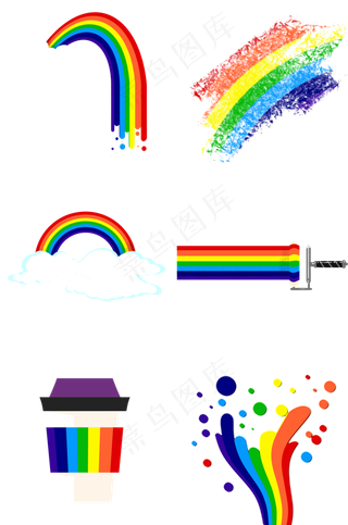 可爱七彩彩虹装饰,免抠元素