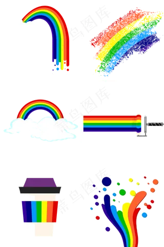 可爱七彩彩虹装饰,免抠元素
