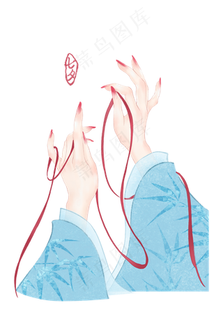 七夕国潮兰花指红线