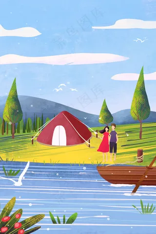 夏日小暑野外露营风景