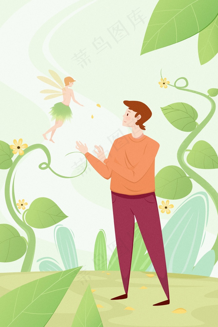 矢量春天季节立春男孩郊游