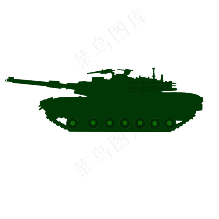 建军节绿色简洁坦克剪影