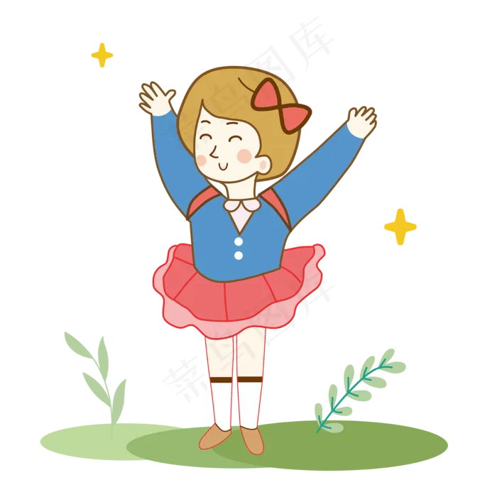矢量卡通小女孩插图ai矢量模版下载
