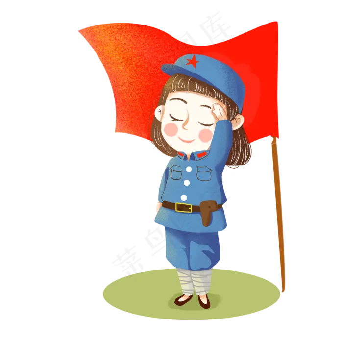 七一建党节敬礼女孩png素材(2000X2000(DPI:300))psd模版下载