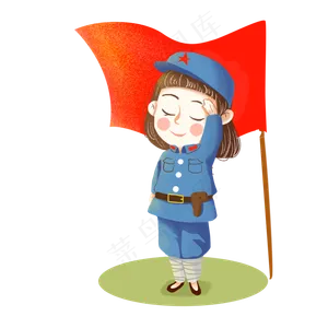 七一建党节敬礼女孩png素材