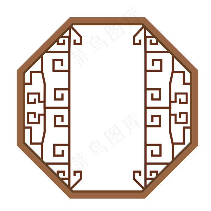 古典八边形中国风窗户边框创意装,免抠元素