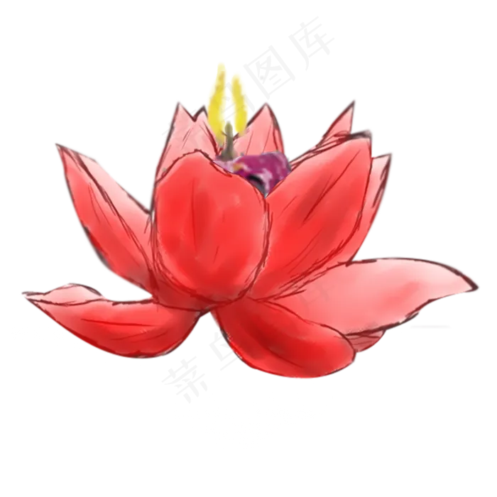 卡通大红色的荷花免抠图(2000X2000(DPI:300))psd模版下载