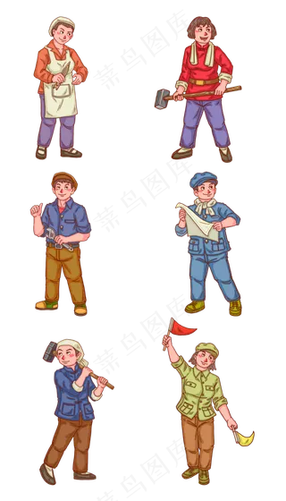 五一劳动节人物工人系列