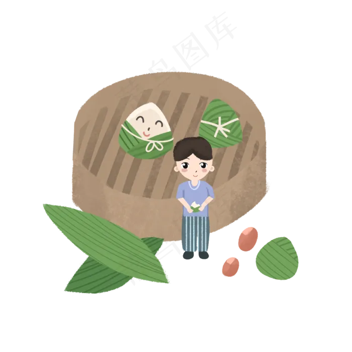端午习俗免扣端午粽子小孩吃粽子(2000X2000(DPI:300))psd模版下载
