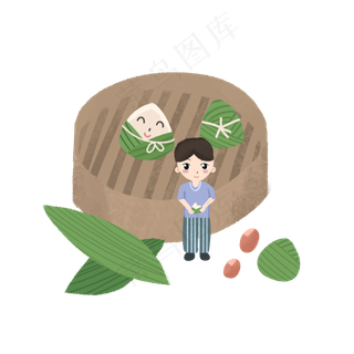 端午习俗免扣端午粽子小孩吃粽子