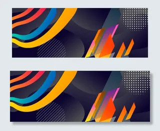 商务风科技拼色banner