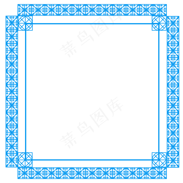 中国风清新蓝色传统边框,免抠元素