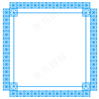 中国风清新蓝色传统边框,免抠元素