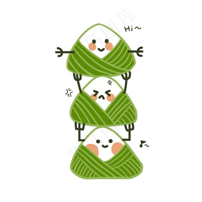 端午节可爱粽子贴纸拟人粽子