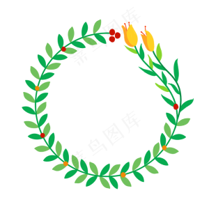 手绘夏天植物花环
