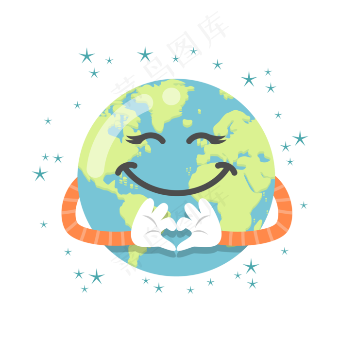 卡通爱心世界地球日矢量图片