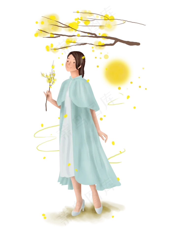 中秋节赏月看桂花的女孩,免抠元素(3508X4961(DPI:300))psd模版下载