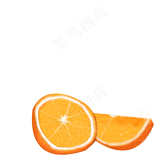 黄色新鲜水果果蔬切开的橙子手绘