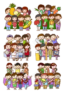 卡通儿童爱好合集png透明底