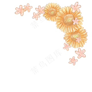 阳光下的向日葵和樱花,免抠元素