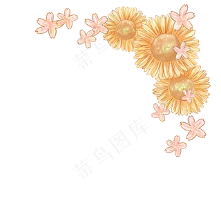 阳光下的向日葵和樱花,免抠元素