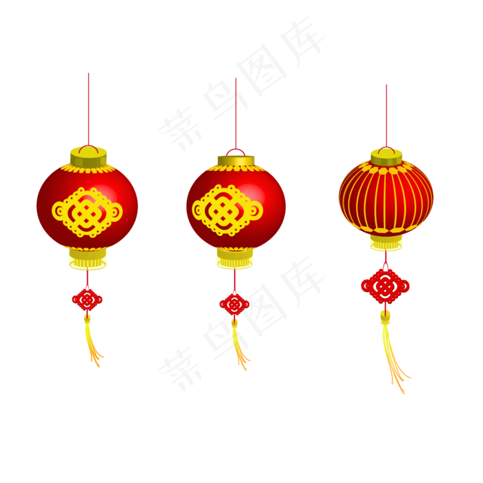 新年灯笼风俗中国红,免抠元素(2000*2000px 300 dpi )ai矢量模版下载