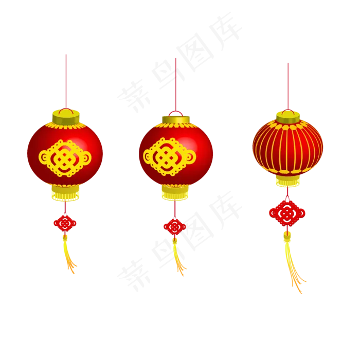 新年灯笼风俗中国红,免抠元素(2000*2000px 300 dpi )ai矢量模版下载