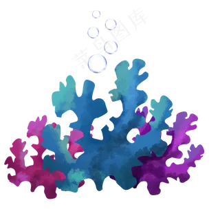 水彩风格珊瑚素材元素