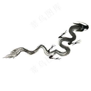 图腾水墨龙纹饰剪影PNG,免抠元素