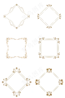 矢量图黄色花纹欧式边框套图png图,免抠元素
