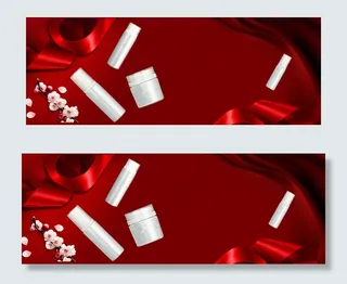 护肤电商红色大气banner