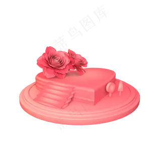 立体女王节花朵舞台,免抠元素