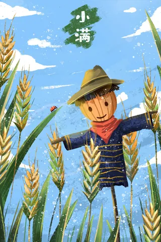 小满麦田南瓜稻草人