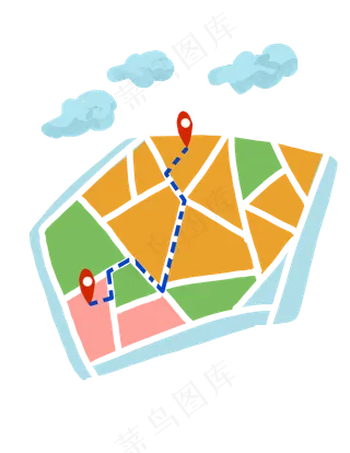 拼接几何地图路线,免抠元素