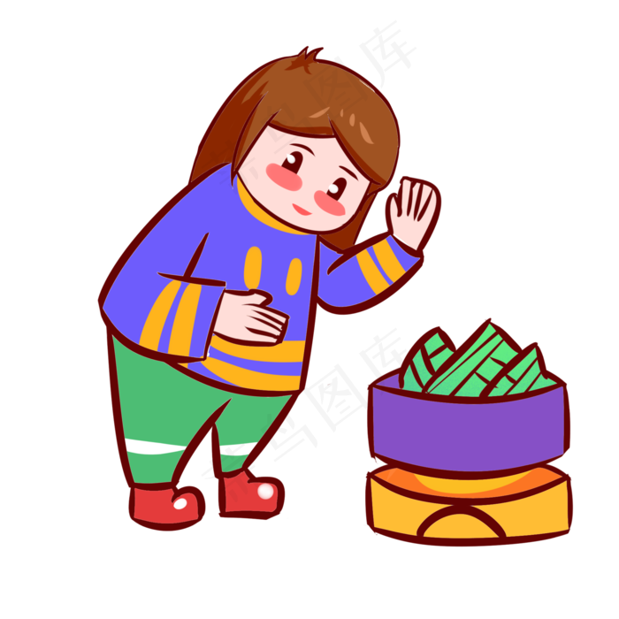 端午节粽子节吃粽子手绘