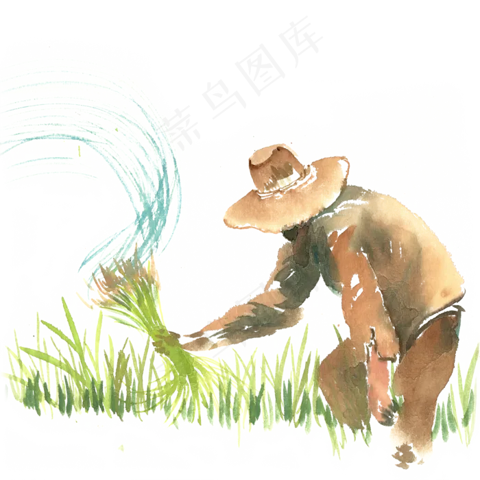 插秧的男子(4724X4724(DPI:300))psd模版下载