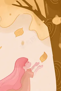秋分 纷飞的落叶 小清新插画风