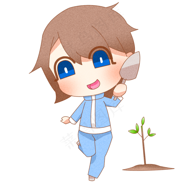 2019植树节种树卡通人物png格式(2000X2000(DPI:300))psd模版下载