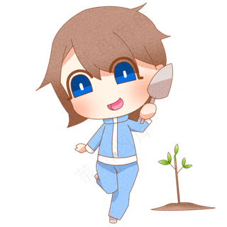 2019植树节种树卡通人物png格式