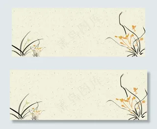水墨中国风花卉动物banner