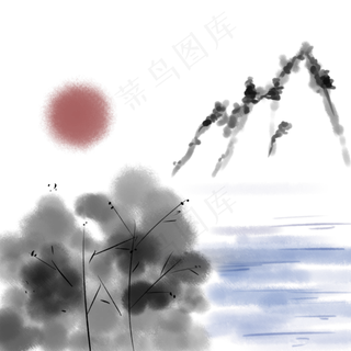 中国风水墨写意意境山水