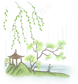 中国风春天赏春的古人