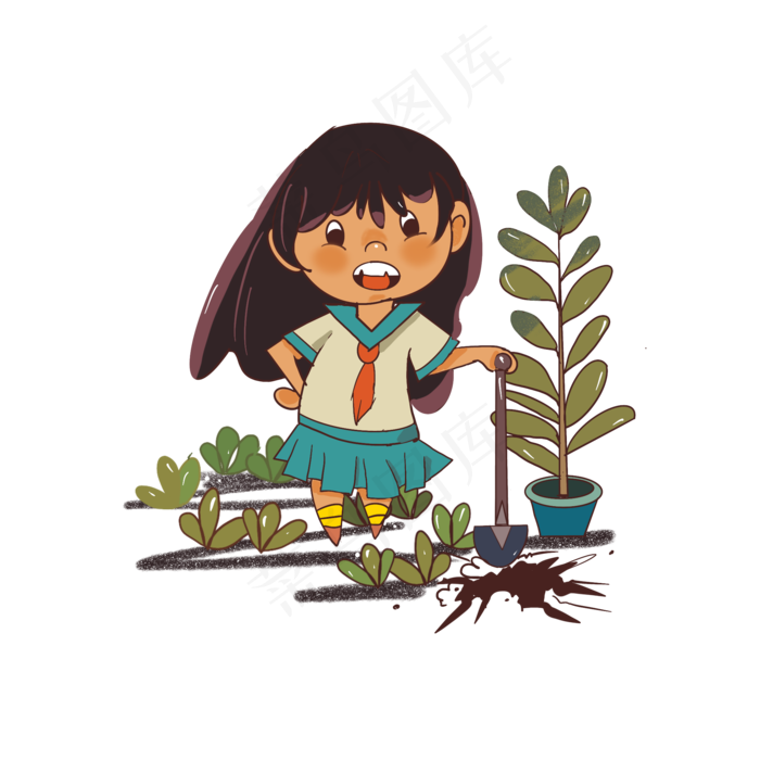 植树节人物植物植树插图